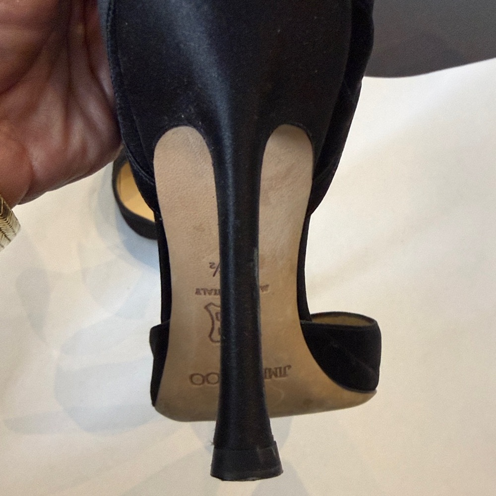 Jimmy Choo D’Orsay Pumps in Black Silk Satin Peau de Soie - Picture 7 of 9